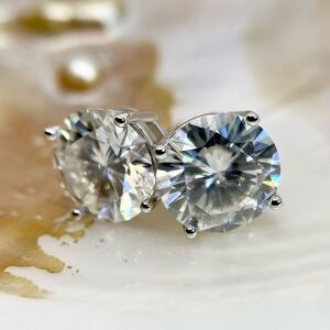 Huge 10 Ct Moissanite Earrings GRA Certified Round Cut 18K 925